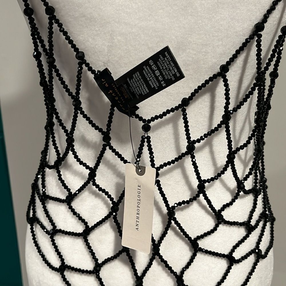 Anthropologie NWT Current Air BLACK Beaded Tank XS/S - Picture 7 of 10